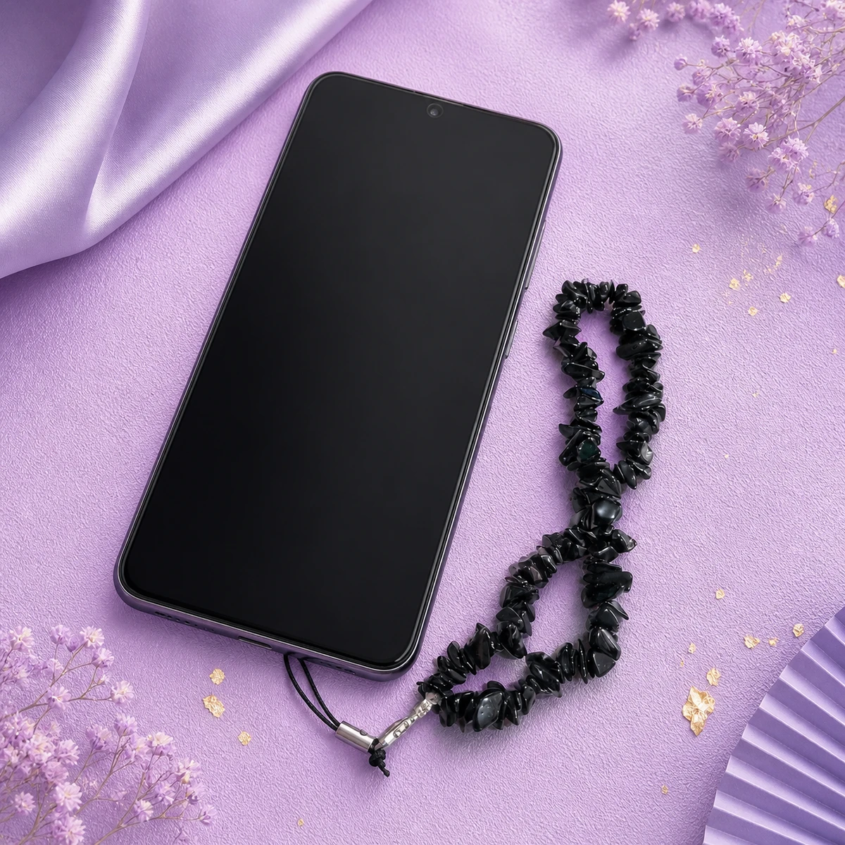 Black Obsidian Crystal Mobile Charm
