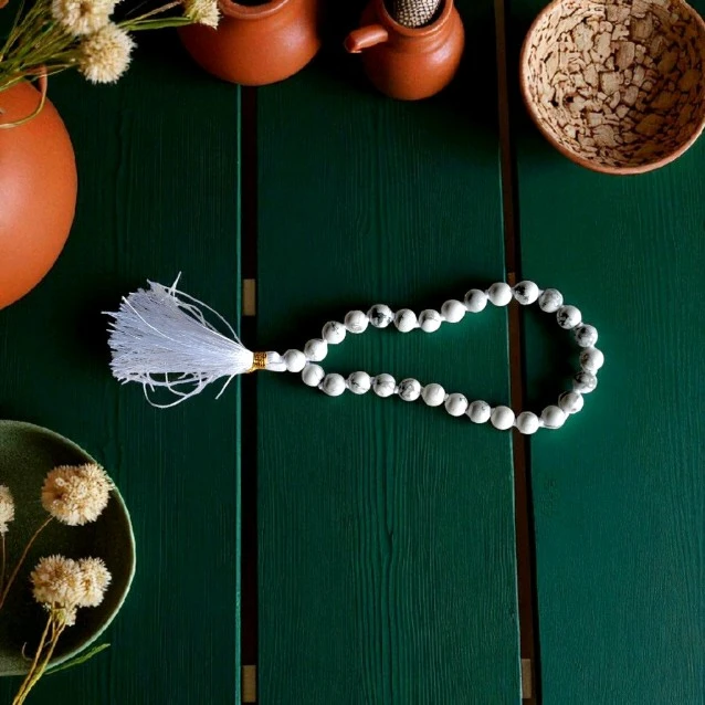 Howlite Jaap Mala 27+1 beads (Mahamrityunjay Jaap Abhimantrit)