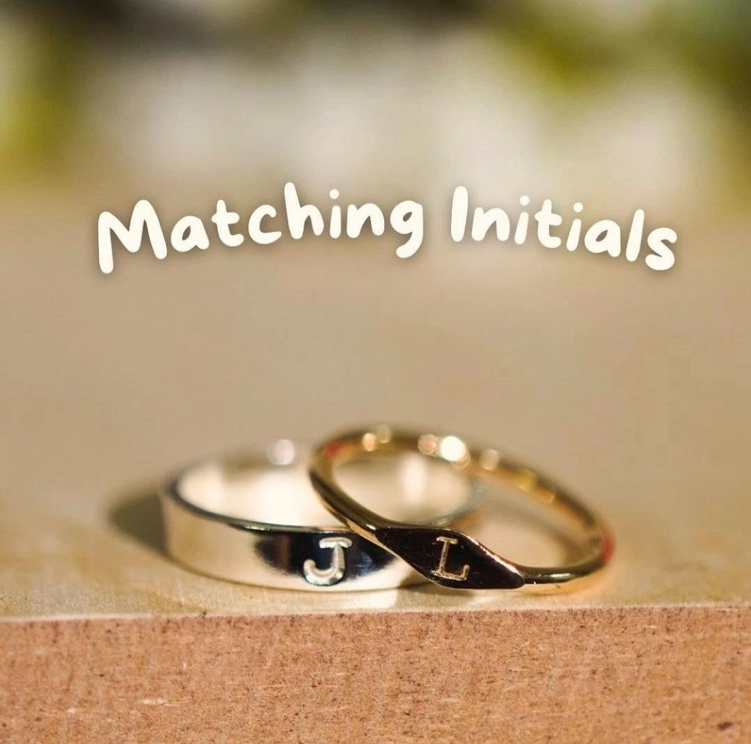 Pure silver initial ring