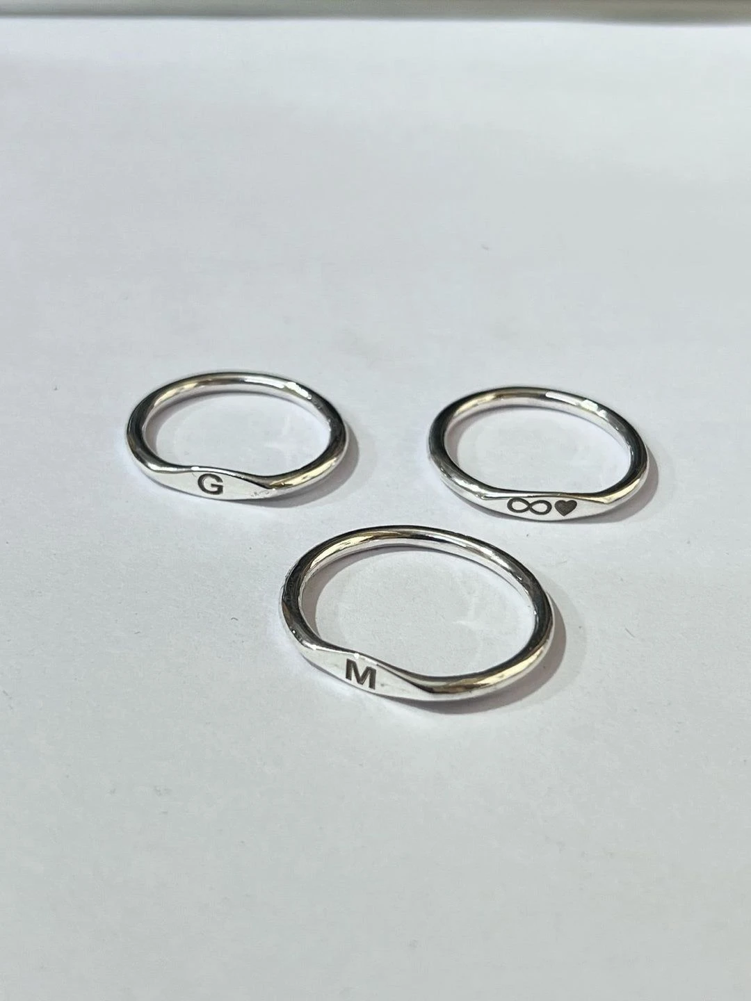 Pure silver initial ring
