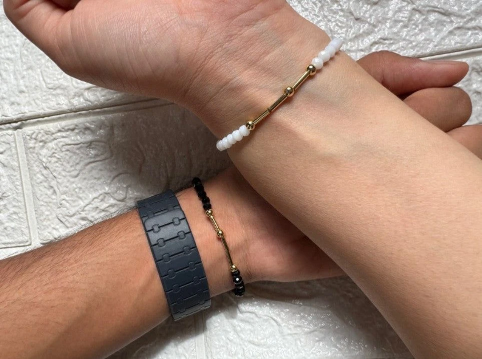 Beaded morse code bracelet (pair)